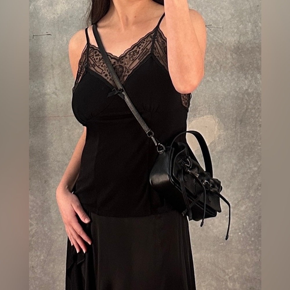 NWT Acne Studios Lace Strap Blouse In Black